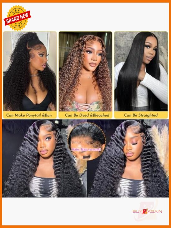 13x6 Deep Wave Lace Front Wig Human Hair 200 Density Pre Plucked Glueless main image 5